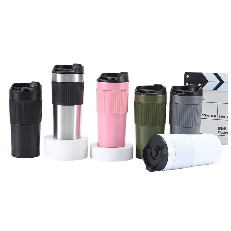 Custom Logo 16oz Double Wall French Press Coffee Mug Stainless Steel Insulated Tea Cup With Filter