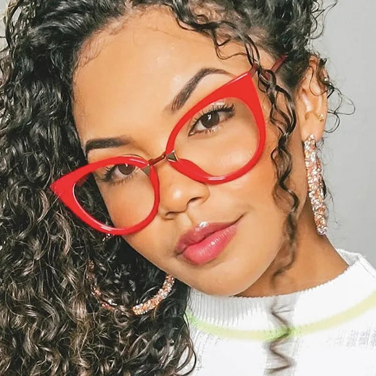 2026 Vintage Colorful Big Frame Computer Eyeglasses Cat Eye Anti Blue Light Glasses Women