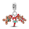 Silver Fashion Sweet Gingerbread Man Charms Pendant with Zircon Classic Jewelry Children Weddings Parties