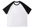 OEM custom logo embroidery printed design Heavy 220g pure cotton raglan color matching men's summer short-sleeved T-shirt