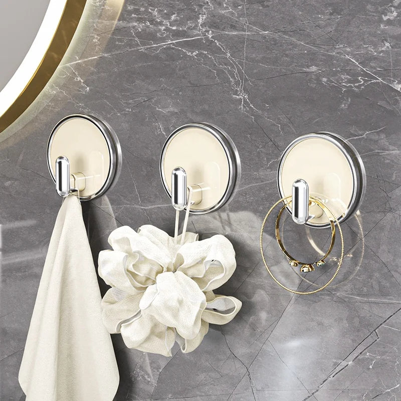 Light Luxury Round Small Adhesive Hook Smooth Edge Flexible Plastic Towel Hooks for Bathroom Kitchen Wardrobe