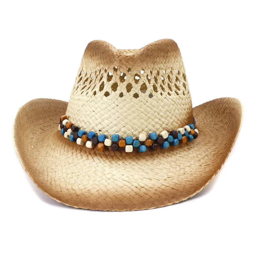New Arrivals Adult Summer Eco-friendly Plain Western Cowboy Painted Paper Straw Sombreros Vaqueros Casual Travel