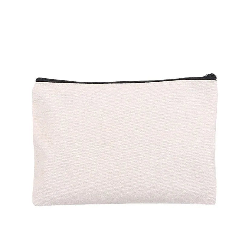 Wholesale Blank Canvas Zipper Pouch  Customizable Unprinted Cotton Pouch for Pencils Makeup Organizer