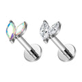 ASTM F136 Titanium Ear Studs 16G CZ Earrings Flat Back Studs Fashion Labret Lip Helix Tragus Cartilage Ear Lobe Piercing Jewelry