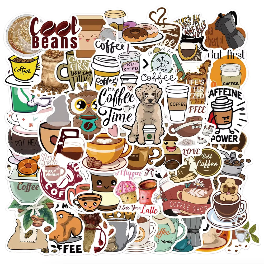 Waterproof Custom Die Cut Coffee Vinyl Stickers With Adhesive Kiss Cut Logo Labels DIY Crafts Packaging Genre Packaging Labels