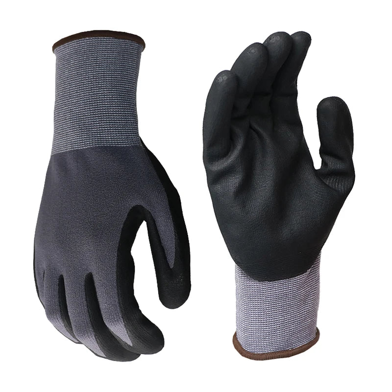 Excellent Grip Seamless Knit Nylon&spandex Glove Liner Abrasion Resistance Breathable Micro-Foam Nitrile Coating Nbr Gloves