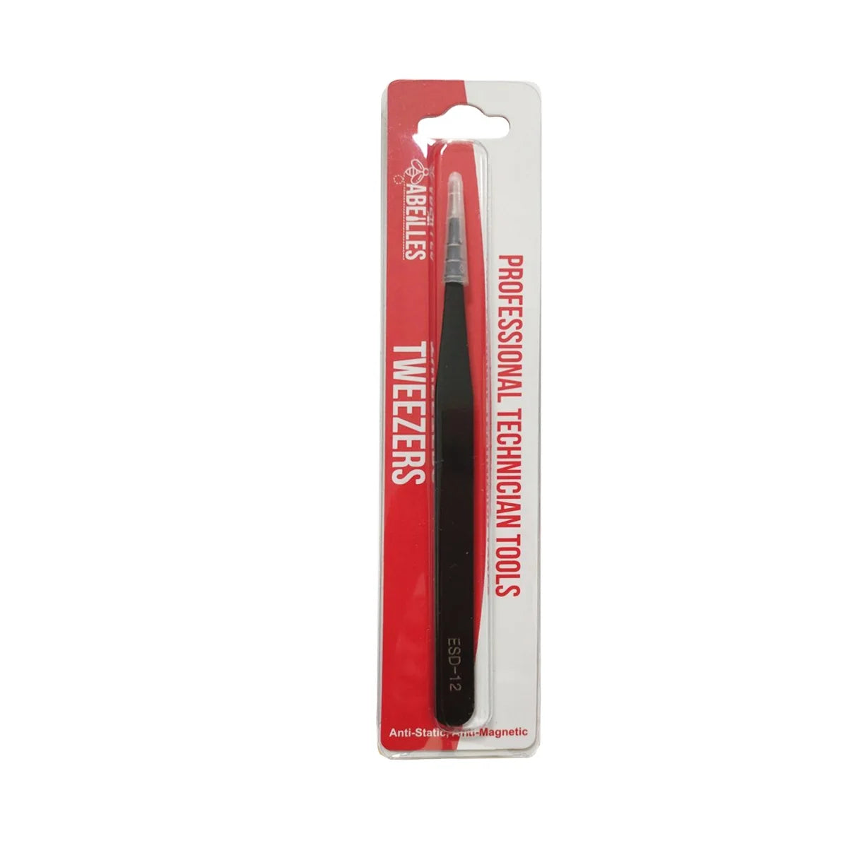 ESD-12 Industrial & DIY Grade Anti-static Stainless Steel Tweezers 1.5mm (Retail Package)