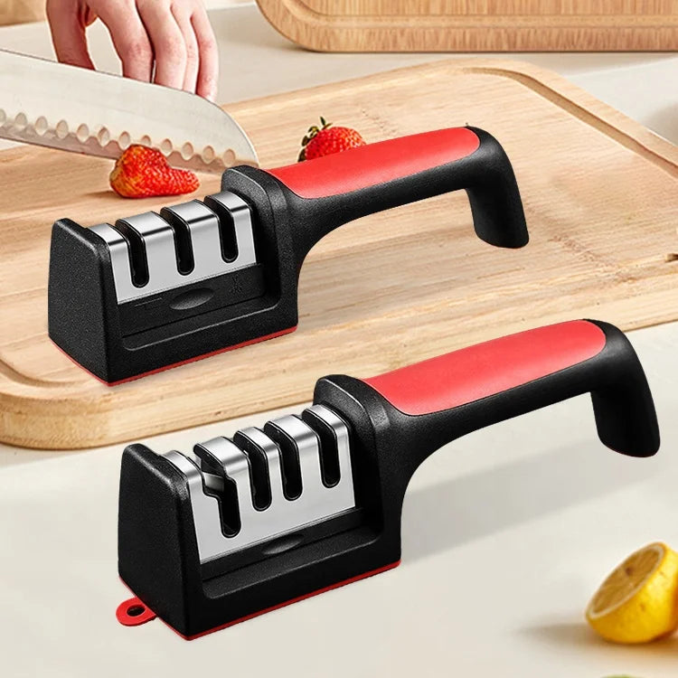 Professional Black Kitchen Knife Accessories Smart Sharp Knife Sharpening Tool 3-Stage Knife Sharpener