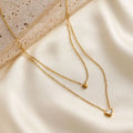 New Fashionable Premium Double Layered Stacked Necklace Light Luxury White Shell Love Stainless Steel Necklace