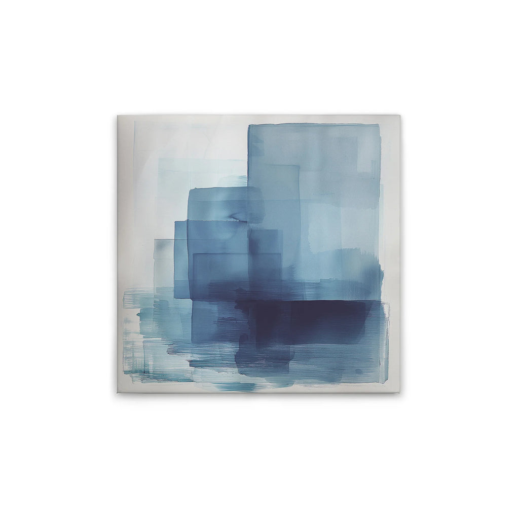 Made In Germany - Home Decor Canvas Picture Watercolour Painting - Wall Painting Mural In White And Blue - Stretcher Frame Art