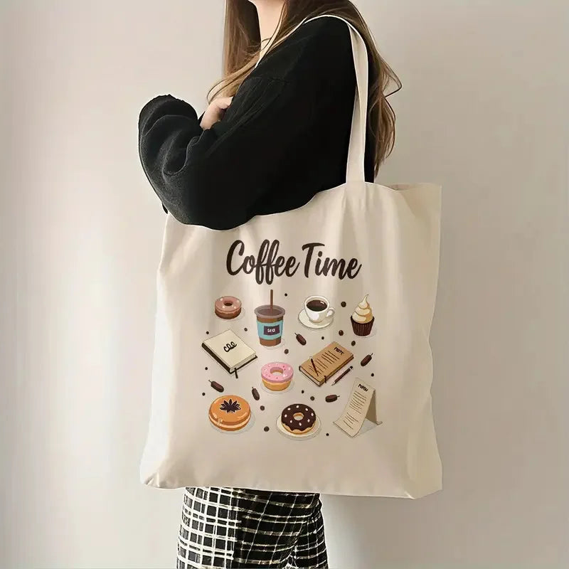 Custom Vintage Woven Canvas Tote Bag for Ladies Fashionable Reusable Handle Shoulder Shopping & Travel Bag with Logo Print