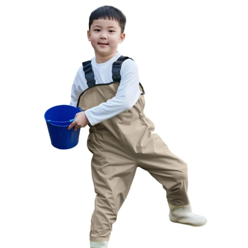 Ultra Light One Piece Waterproof Wading Pants Kindergarten Half-Length Rain Gear for Children Wear-Resistant