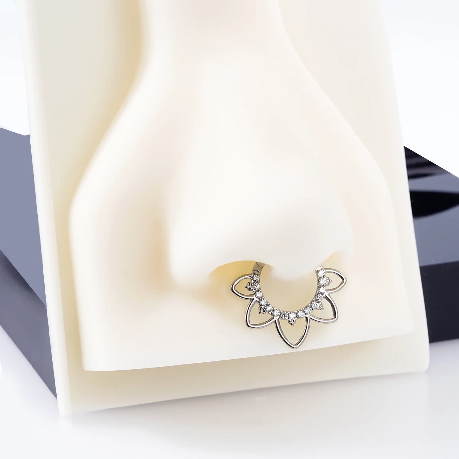 TOPOSH Children's Zircon Crescent Moon Dangle Earring Internally Threaded Labret Design Star Charm Titanium Cartilage Helix Use
