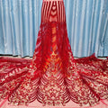 Wholesale Price Sequin  Ricamo Pizzo Embroidery Lace Fabric African Lace American Wedding Dress Fashion Embroidered Cloth