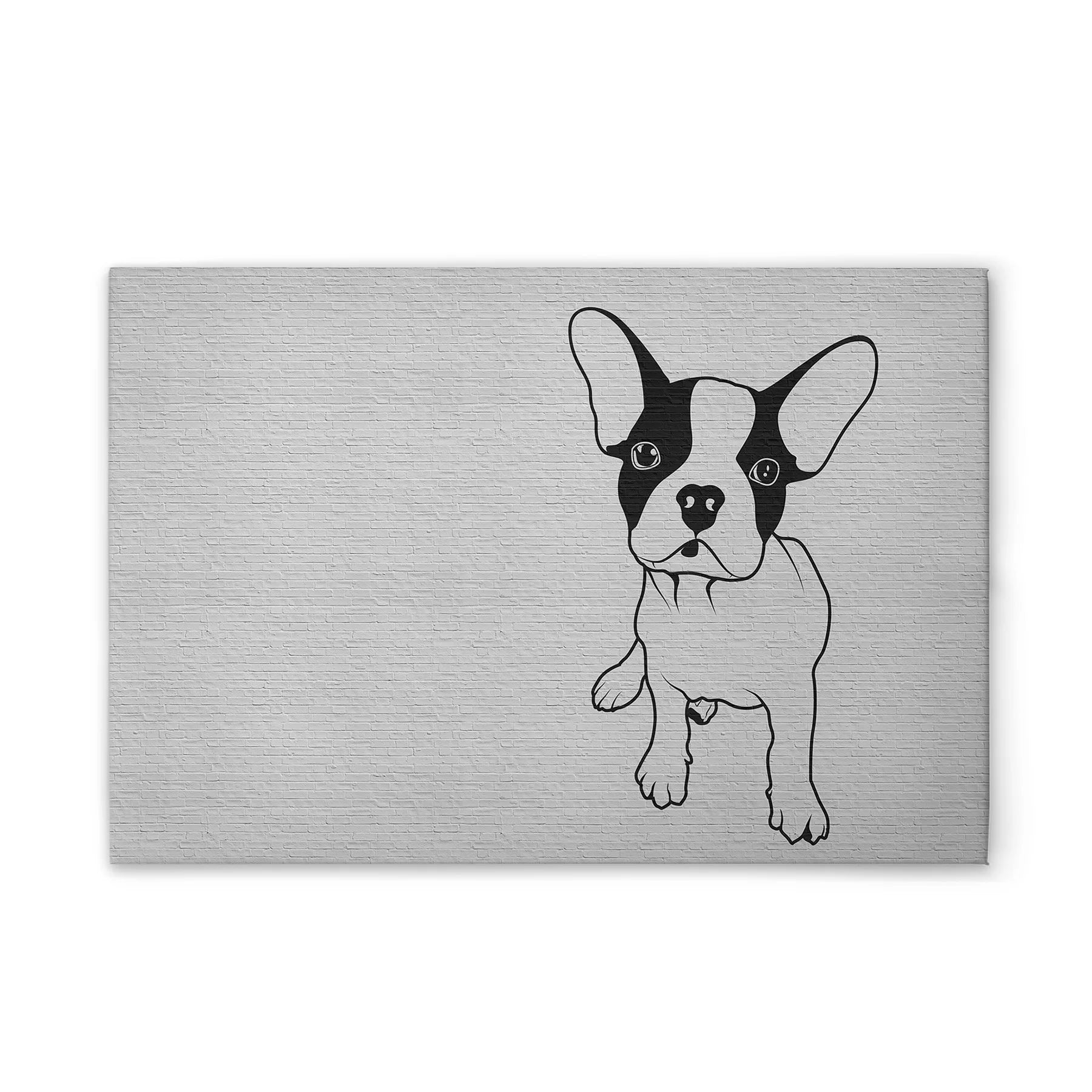 Made In Germany - Home Decor Canvas Picture Dog Stone Wall - Wall Mural In Black And White - Canvas Picture On Stretcher Frame