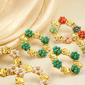 Dreamshow Summer Fashion Jewelry Colorful Bead Flower Stud Earring for Women PVD Gold Plated Stainless Steel Jewelry Set