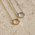 925 sterling silver zircon necklace circle pendant gold plating classic
