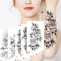 Runzio XQB 331-360 Waterproof Disposable Tattoo Stickers for Women Black Flower Half Sleeves Temporary Tattoos 114x210mm CE