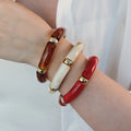 PFT Fashionable and Personalized Acrylic Bent Tube Bracelet Curved Bamboo Tube Multi-color Retro Marble Patterned Bracelet MegaBDM