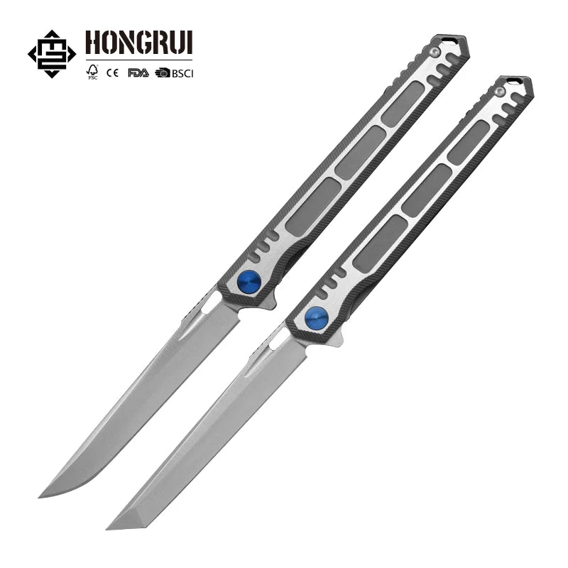 Hongrui CNC M390 Stainless Steel With Titanium Alloy Handle Pocket Knife Tactical Survival Foldable Knife Outdoor Knife
