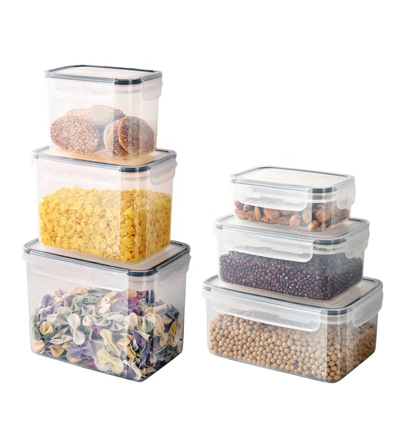 BPA Free Plastic Food Storage Containers Set 3 Airtight Leak Proof Transparent Freezer Safe Kitchen Storage Box Snap Lid MegaBDM