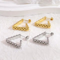Punk Hip Hop Cuban Chain Earrings 18K Gold Plated Stainless Steel Watch Band Style Square Triangle Open Hoop Earrings  for Women