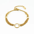 Latest 18K Gold Plated Stainless Steel Jewelry Simple Multi-layer Chain Cuff Bracelet Waterproof for Women Bracelet B242476