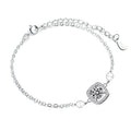 XRZ004 Elegant Luxury Fine Jewelry 925 Sterling Silver Adjustable 1 Carat Moissanite Square Charm Bracelets Women Wedding MegaBDM