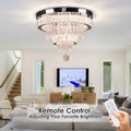 Crystal Ceiling Light LED 16" Modern Crystal Chandeliers With Remote Control Crystal Chandelier Flush Mount Ceiling Light