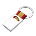 Bulk Custom Woven Ribbon Metal Keychain with Laser Engraved Logo Durable Key Holder for Promotions Brand Merch Travel