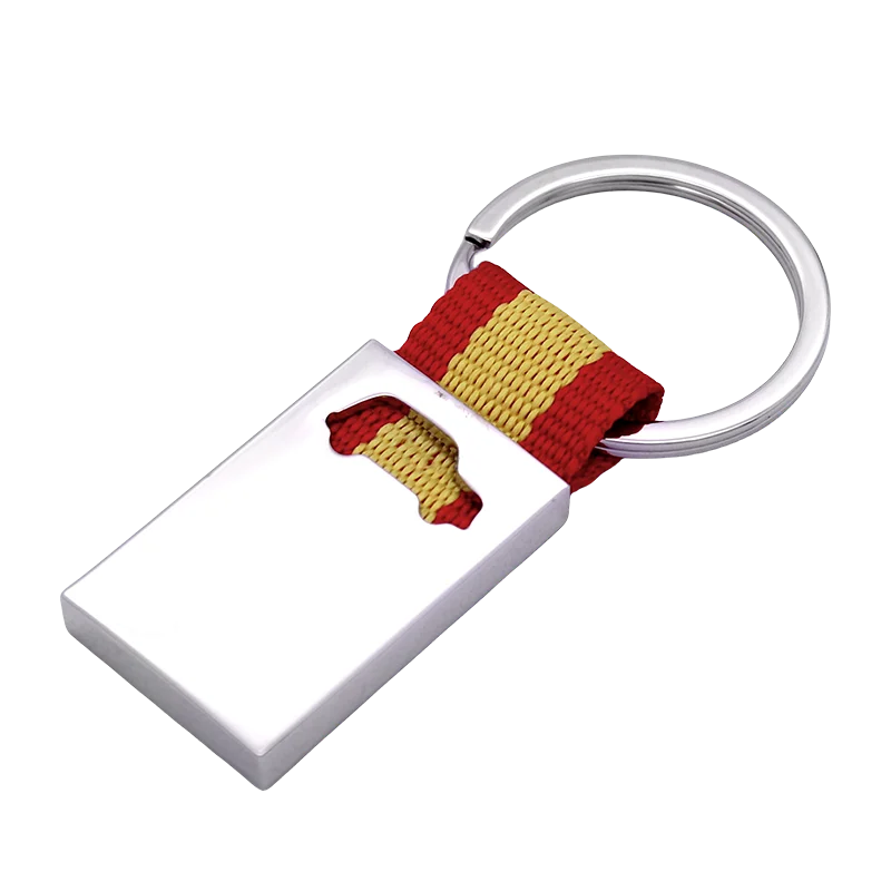 Bulk Custom Woven Ribbon Metal Keychain with Laser Engraved Logo Durable Key Holder for Promotions Brand Merch Travel