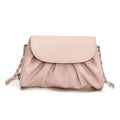 Cute Simple Chain Handbag for Girls Spring Solid Pleated Shoulder Bag Single Strap Zipper Closure Polyester Fashion for Ladies
