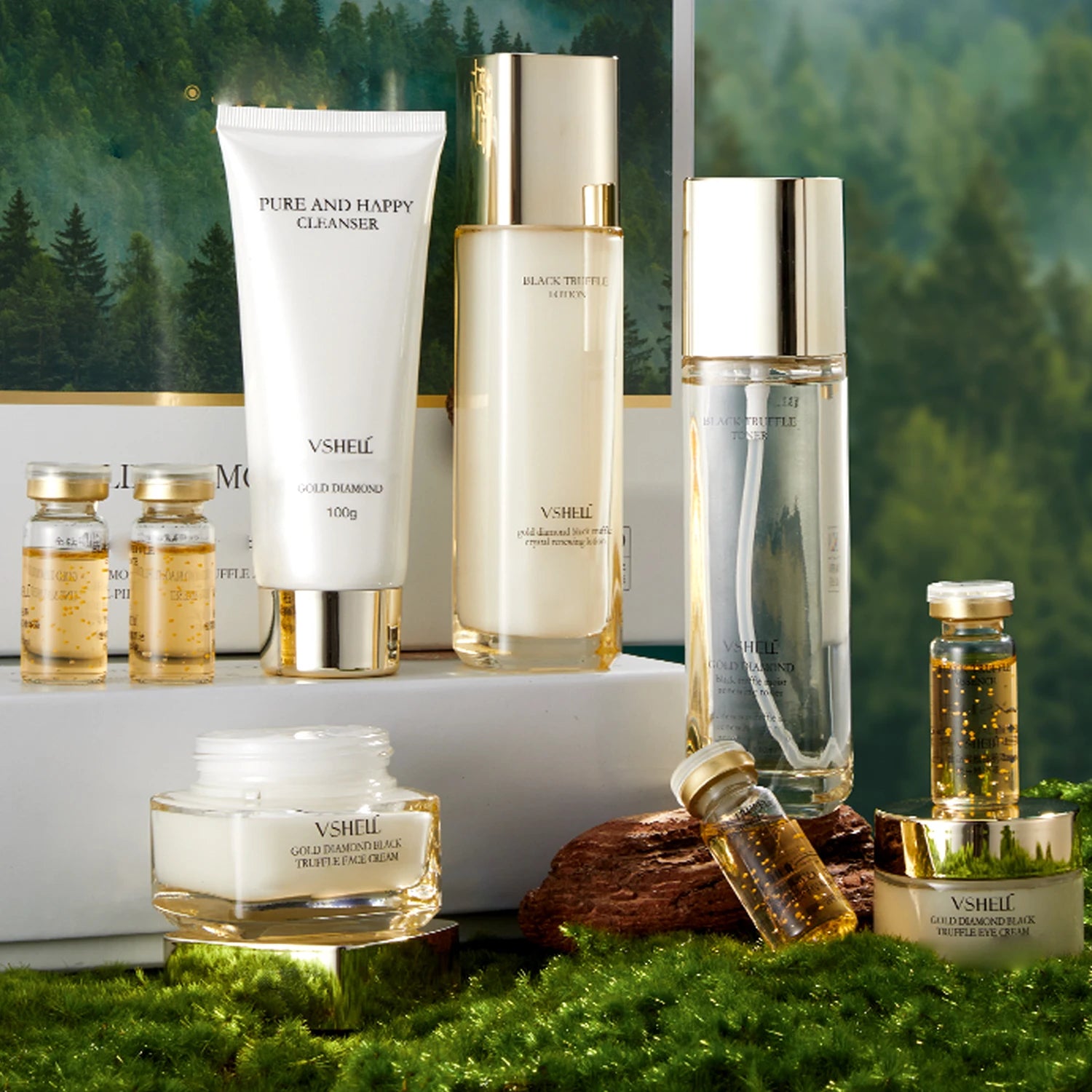Black Truffle Firm Herbal Face Care Kit Resilient Youthful Glow Complete Set Revitalizing Anti-Wrinkle Skincare Routine
