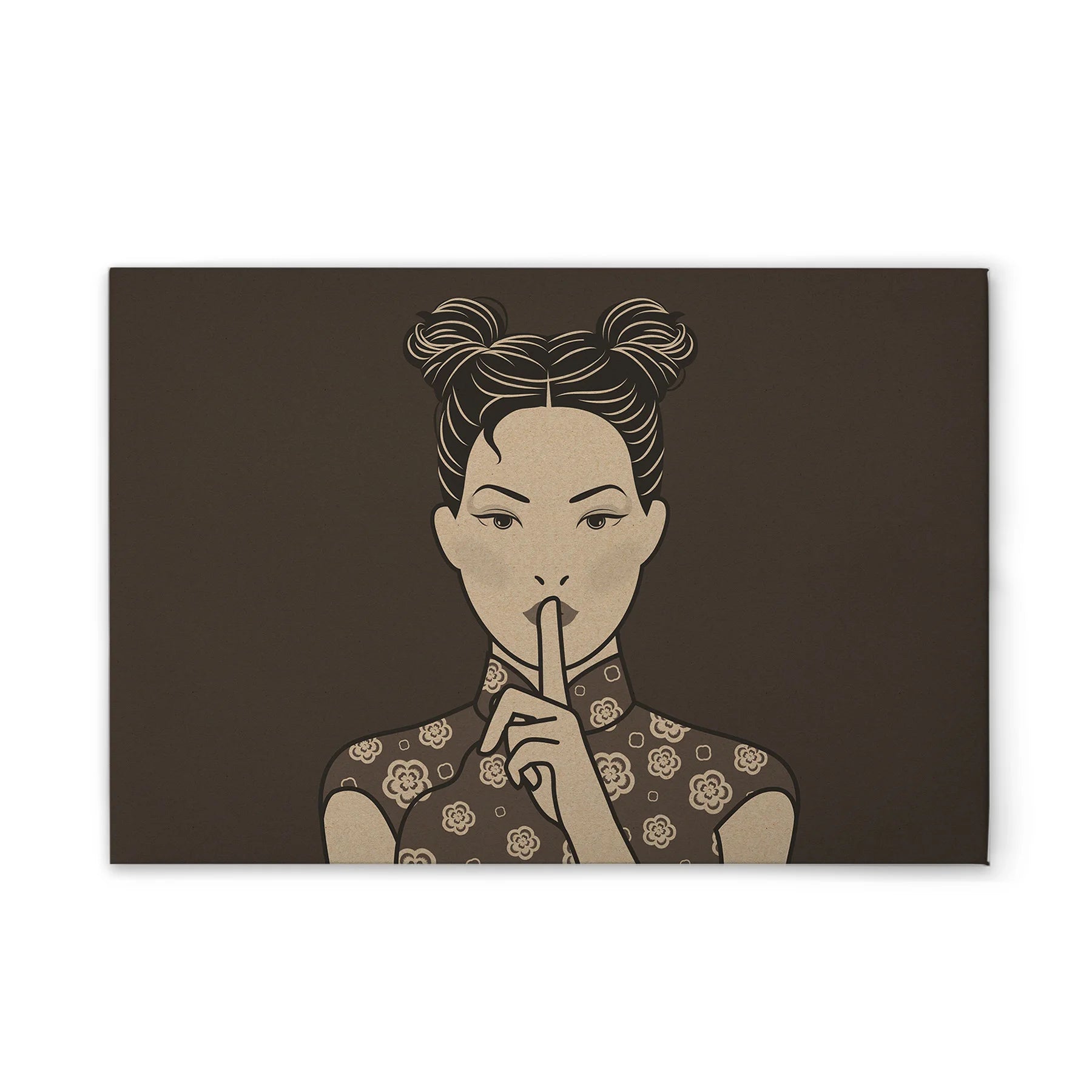Made In Germany - Home Decor Canvas Picture Asian - Wall Painting Mural In Brown And Grey - Canvas Picture On Stretcher Frame