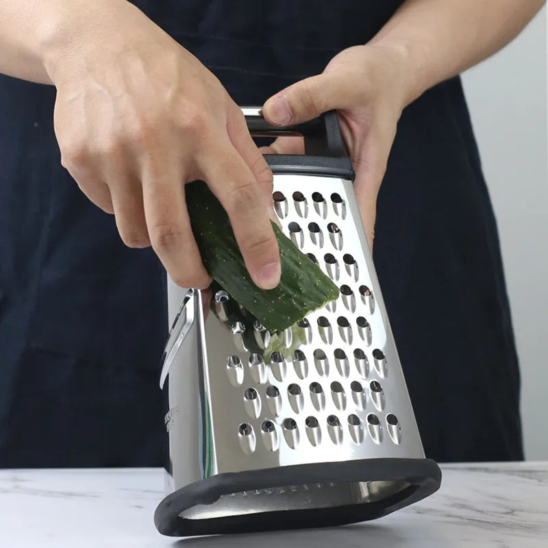 Handheld Large Four Sides Handle Small Storage Box Container Triangle Shape Stainless Steel Cheese Grater