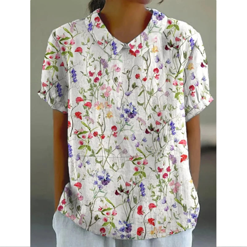 2025 Best-Selling Foreign Trade Cross-Border Summer-Style Short-Sleeve Printed Pullover Shirt
