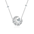 XMZ111 Trendy 925 Sterling Silver Moissanite Pendant Necklace for Women Moon Heart Pendant Engagement Wedding Party Jewelry