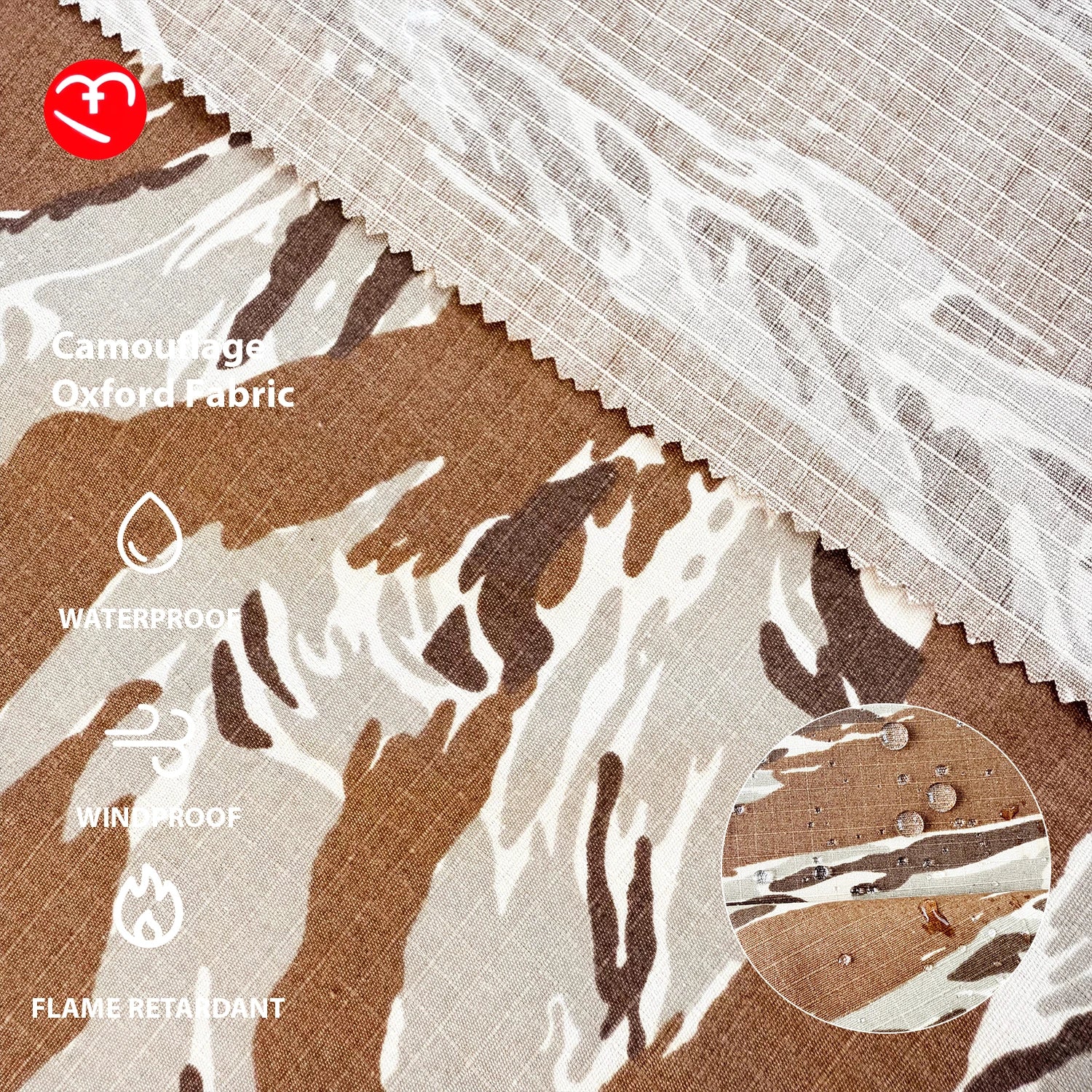 Desert Tiger Stripe Camouflage Fabric Nylon Cotton Plaid Printed Fabric Waterproof Breathable for Tactical Outdoor Clothing Hat