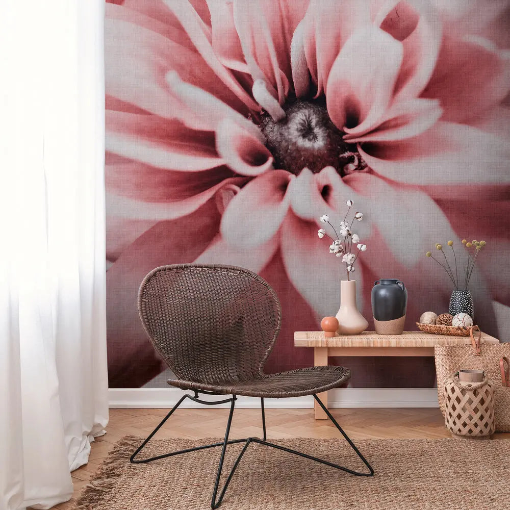 Made in Germany Photo Wallpaper Murals Floral Pink White Grey Non Woven Vinyl Wall Mural Florals for Hotel Bulk - 371 x 280 m