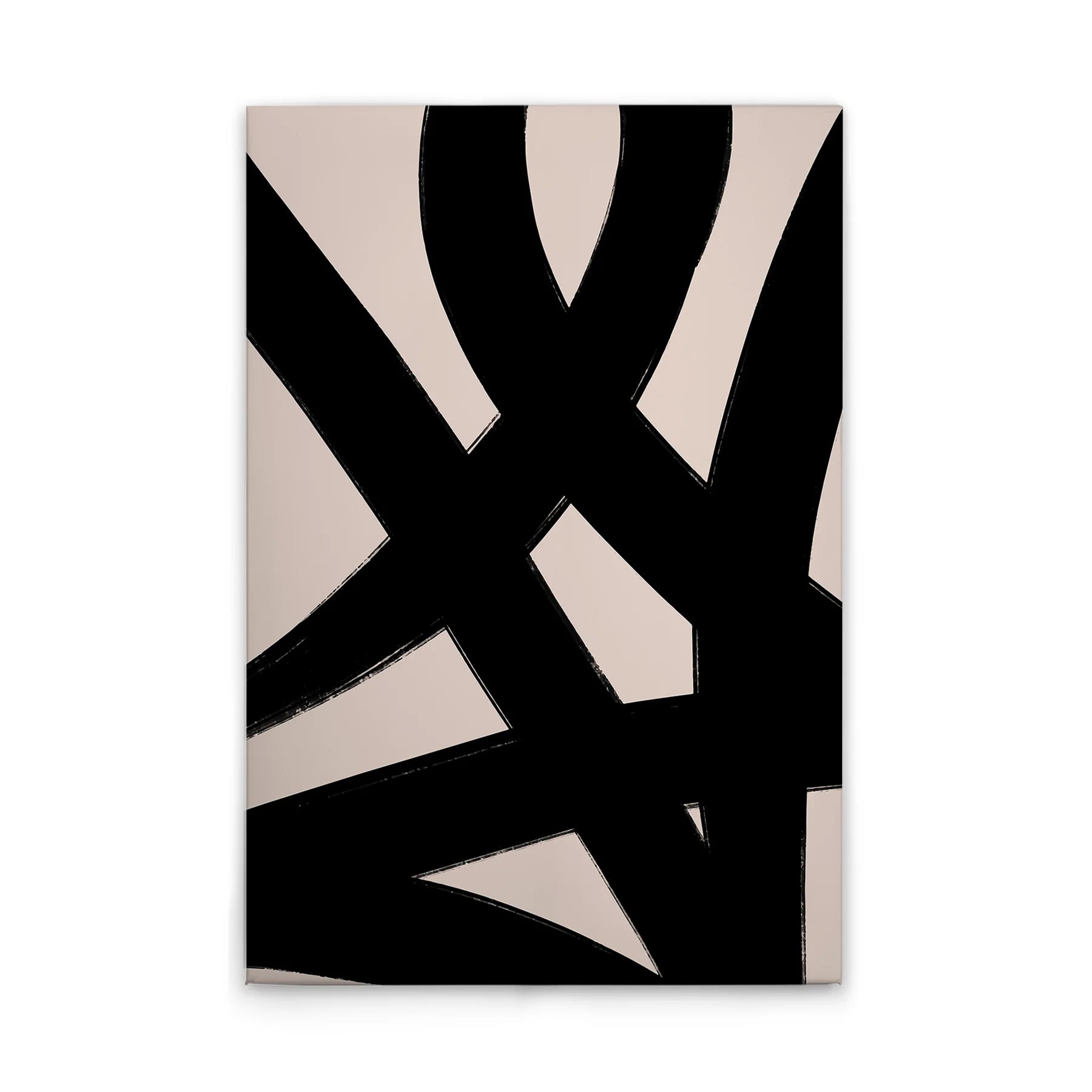 Made in Germany Modern Home Decor Canvas Wall Art with Stretcher Frame-Hanging Wedding Mural in Cream & Black