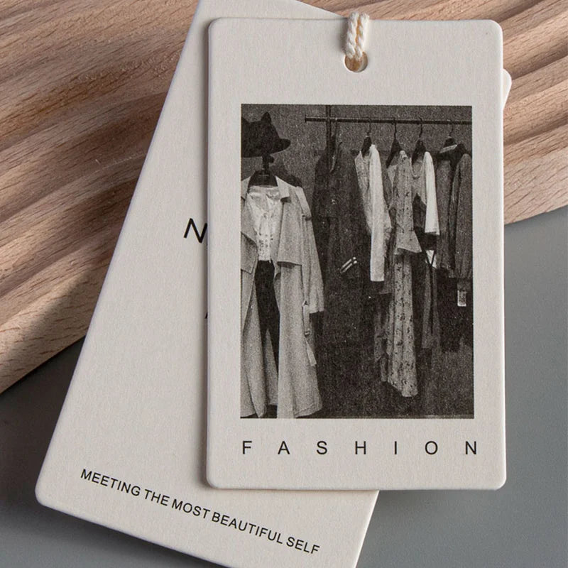 2024 New Design Custom Embossed Logo Paper Garment Clothing Hang Tag for Jeans Clothing Hang Tags