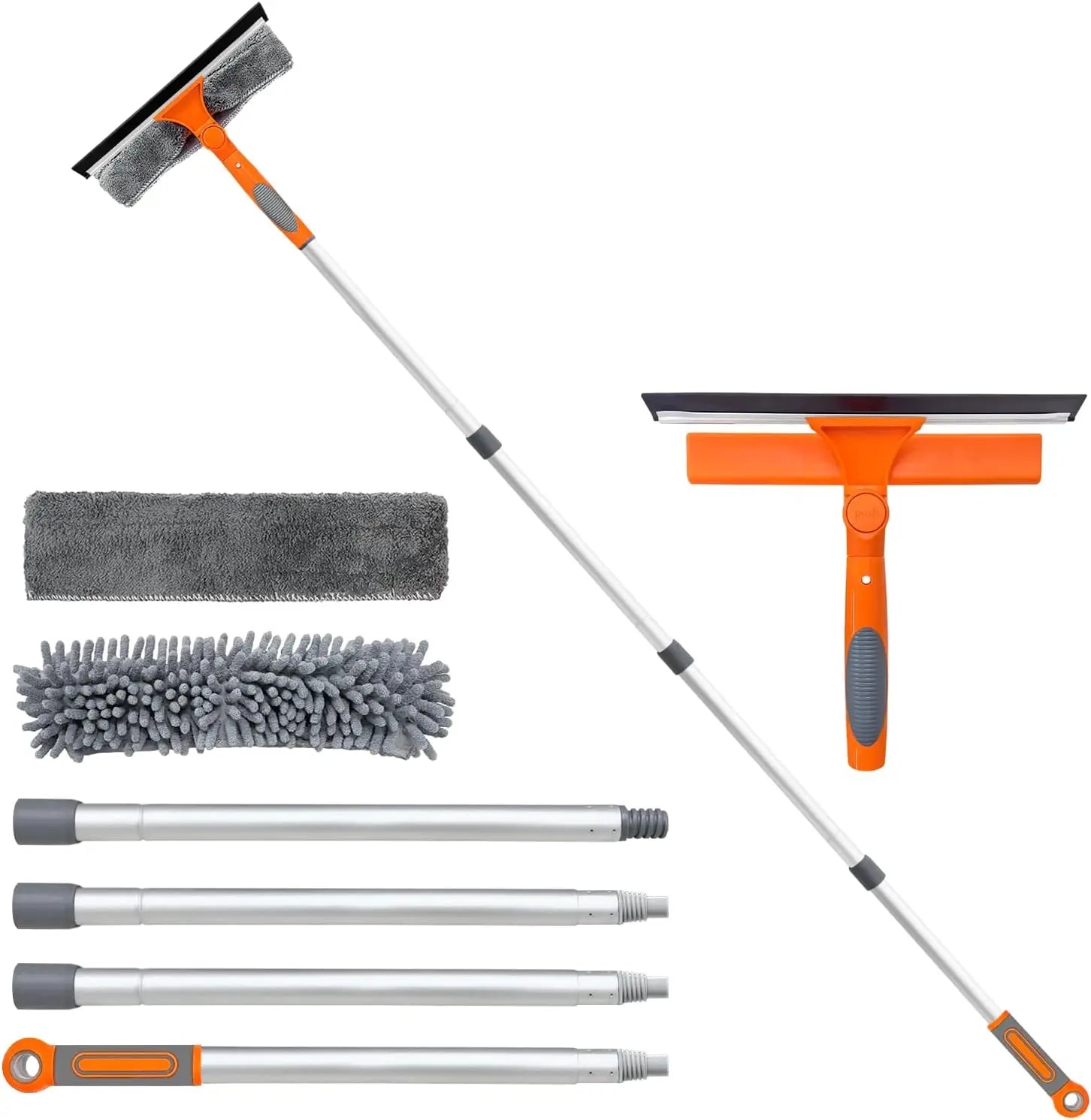 Professional Window Squeegee Cleaner 2 in 1 Shower Squeegee with Extension Pole 65in Telescopic Window Washing Equipment