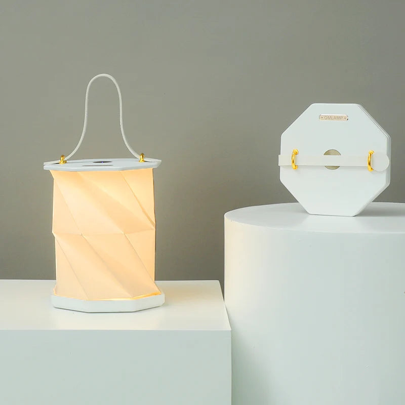Modern Factory New LED Night Light Rotary Folding Lamp Carrying Handle Rechargeable Warm White LED for Bedroom Bedside Car Home