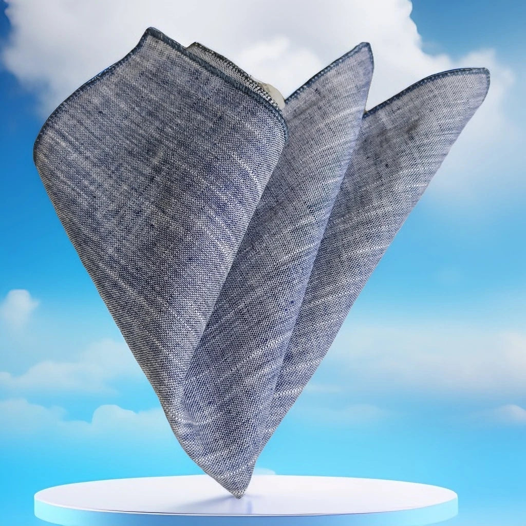 Blue and White Flamboyant Linen Woven Pocket Square