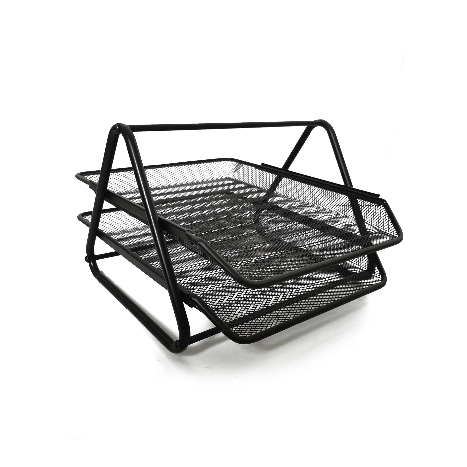 Office Supplies Metal Wire Mesh Three-Tier File Rack with Document Tray Storage Rack