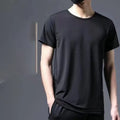 Oem customized cross border ice silk tshirt men's summer loose round neck large size quick drying short sleeve