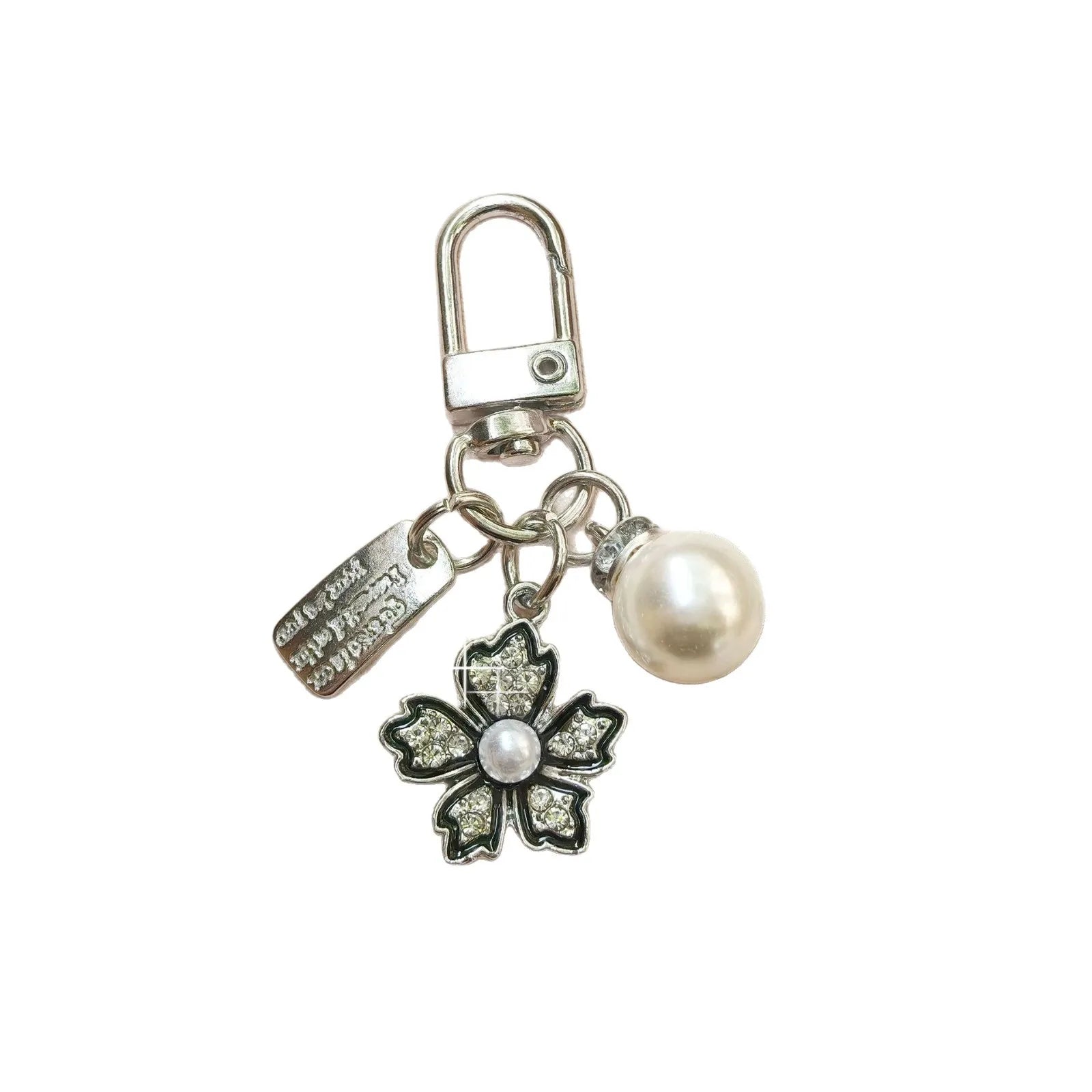 New Cross-border Hot-selling Korean Five-leaf Flower Girl Pear Flower Pendant Keychain Hanging Ornament Bag Packaging Decoration