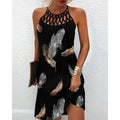 2025 Spring/Summer New Arrival Women's Ethnic Style Positioning-Printed Mesh-Strap Sleeveless Casual Dress