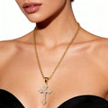 Women's Vintage Cross Stainless Steel Necklace E-commerce Hot Selling Wholesale Jewelry Accessories Gold Plating Inlaid Diamonds