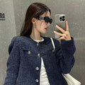 Autumn and Winter New Blue Small Building Retro Style High-end Jacket for High-end Socialites Wearing Long Sleeves Outside